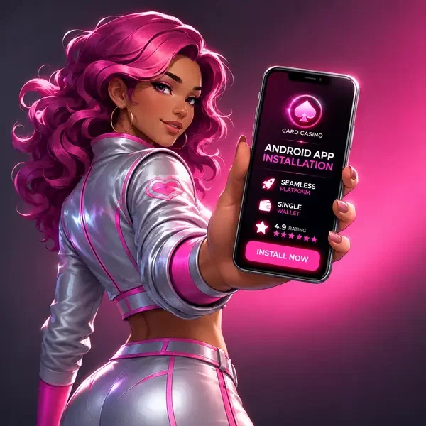 Card Pilot che mostra l'installazione dell'app Spinwinera con sorriso fiducioso e interfaccia mobile luminosa