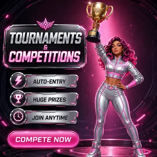 Card Pilot che celebra la vittoria del torneo con trofeo dorato all'arena competizioni Spinwinera